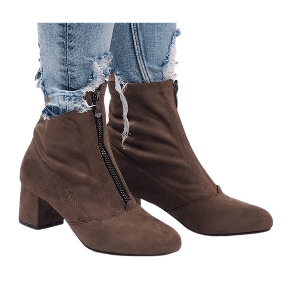 Čizme od Khaki antilopa s patentnim zatvaračem FOZ-01 raznobojna zelena