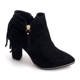 Čizme visoke štikle od antilopa A989 Crna crno