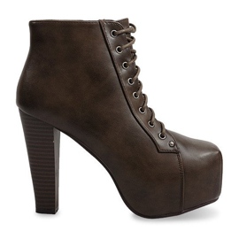 Čvrste čizme na peti 9502 Smeđe smeđa