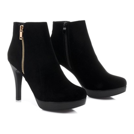 Čizme na visoku petu J0081-1, crni patentni zatvarač crna