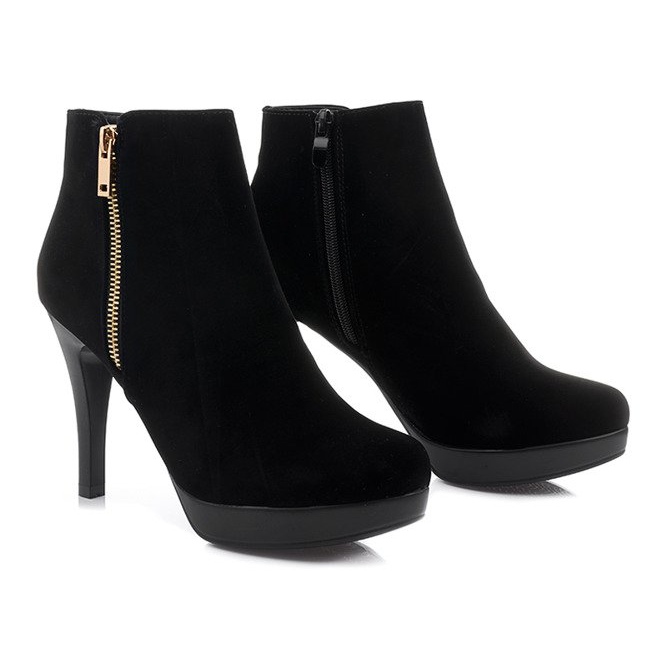 Čizme na visoku petu J0081-1, crni patentni zatvarač crno