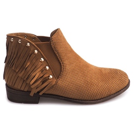 Ažurne Boho čizme Fringe 3576 Camel smeđa