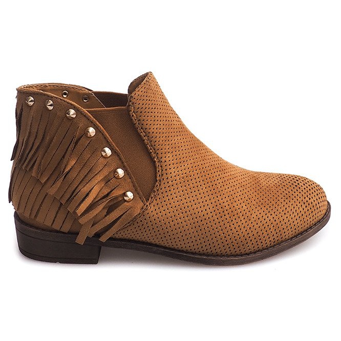 Ažurne Boho čizme Fringe 3576 Camel smeđa