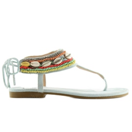 Plave sandale s perlicama 8241 L. BLUE II-GAT plava višebojan