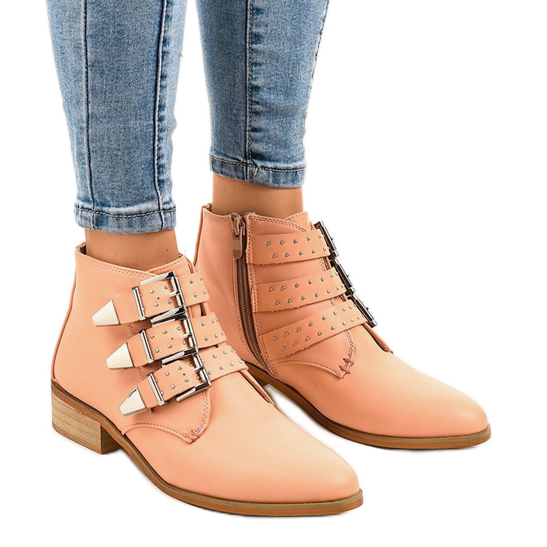 Ružičaste čizme s kopčom na patentni zatvarač A-263 ružičasta