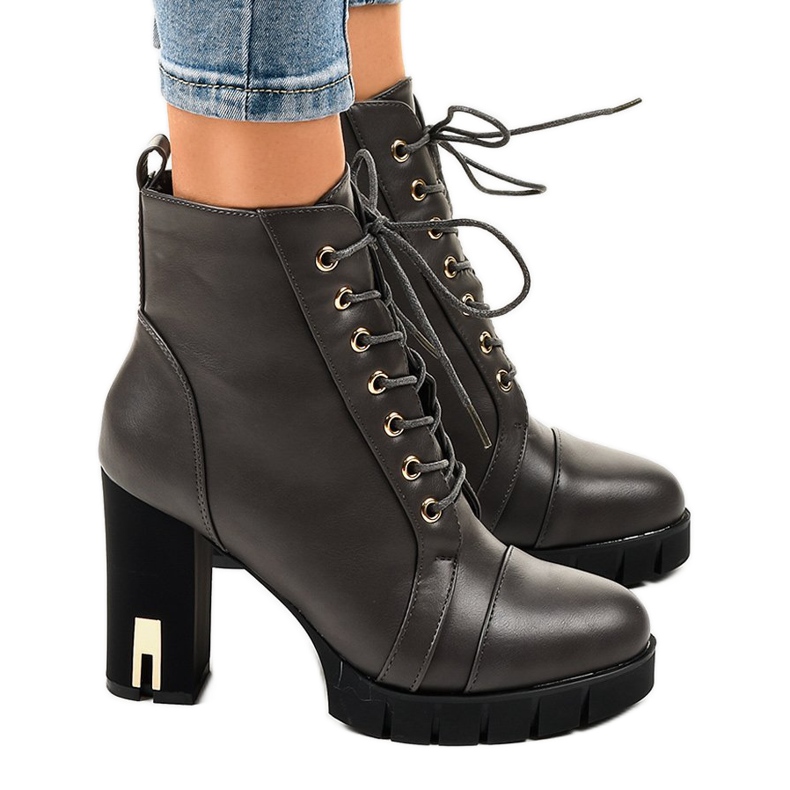 Tople čizme na stupu s K-9925 zatvaračem siva