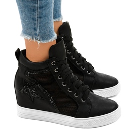 Crne tenisice s klinovima na vezanje JK-53 crna