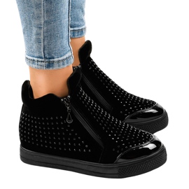 Crne tenisice na klin s patentnim zatvaračima R51-1 crna