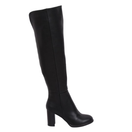 Čizme preko koljena na postolju crne F128 Crne crna