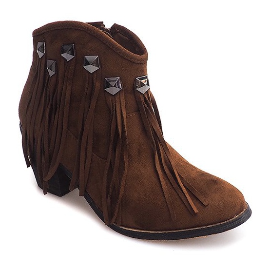 Kombinirane čizme Fringe Boho 99-105 Camel smeđa
