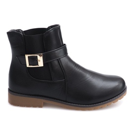 Čizme s krznom od gume i kopče E598 Crna zelena