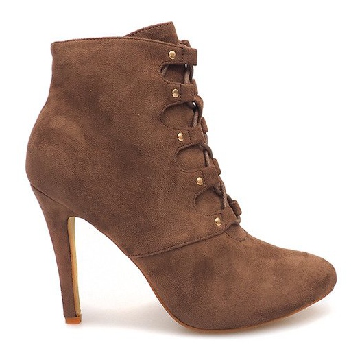 Čizme na visoku petu H253 kaki raznobojna zelena