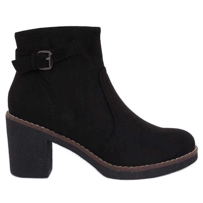 Čizme na gumenoj peti crne 8B855 Crne crno