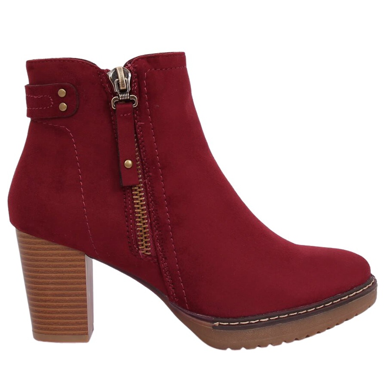 Čizme na visoku petu, antilop, kestenjasto 8B856 Vino crvena