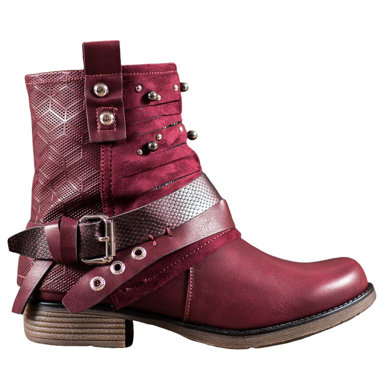 SHELOVET Čizme sa kamenčićima crvena