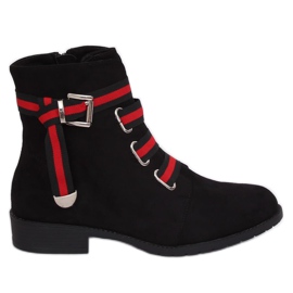 Crne ženske ravne crne čizme 1706 Crne crna