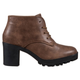 SHELOVET Čizme na čipku na platformi smeđa višebojan