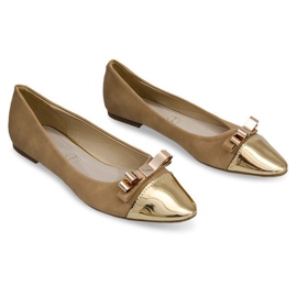 Prekrasne balerine s metalnom mašnom A571 kaki