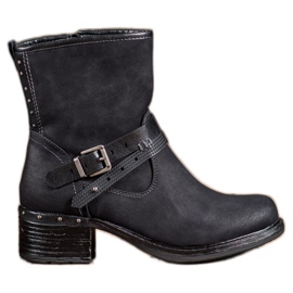 SHELOVET Visoke čizme s kopčom crna