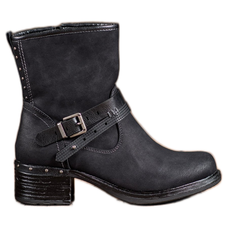 SHELOVET Visoke čizme s kopčom crno