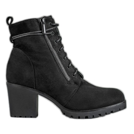 Super Me Čizme na čipku na platformi crna