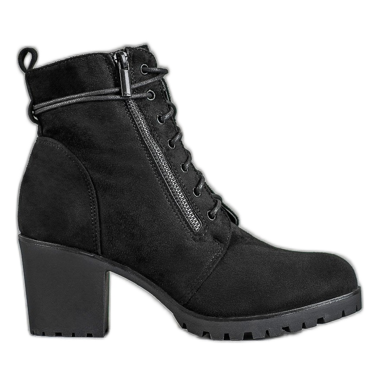 Super Me Čizme na čipku na platformi crno