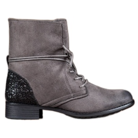 S. BARSKI Sive čizme na vezanje siva