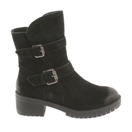 M.Daszyński Crne kožne čizme od antilopa Daszyński 161 crna