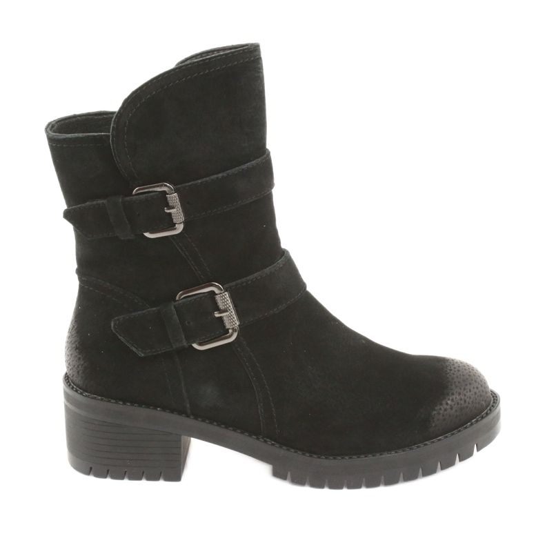 M.Daszyński Crne kožne čizme od antilopa Daszyński 161 crno