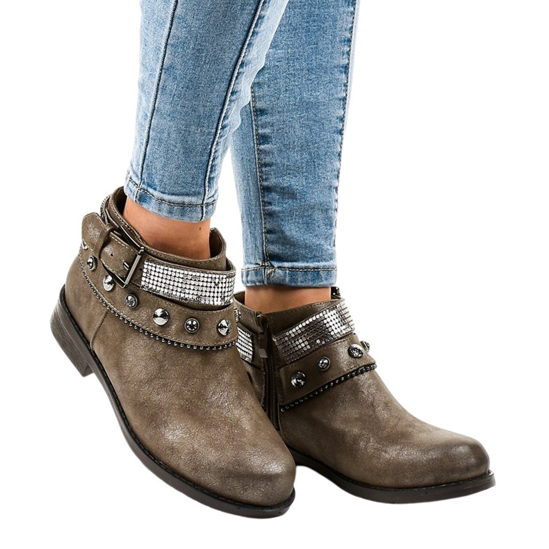 Smeđe čizme ukrašene patentnim zatvaračem LL178 smeđa