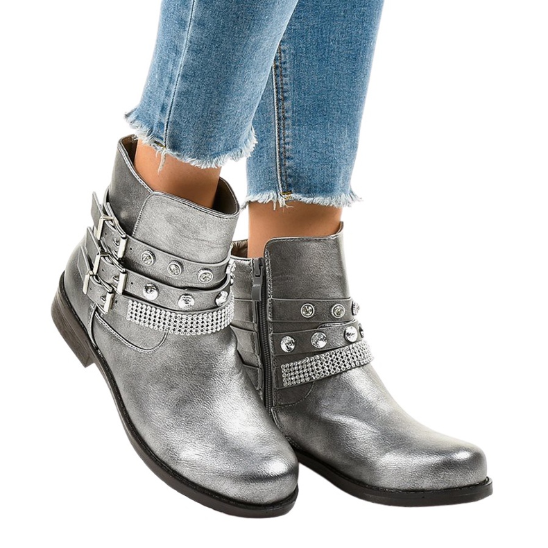 Sive čizme bogato ukrašene LL179 siva