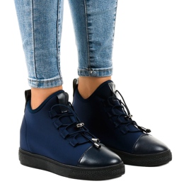 Tamnoplave, izolirane visoke tenisice s klinom XY-35 mornarsko plava