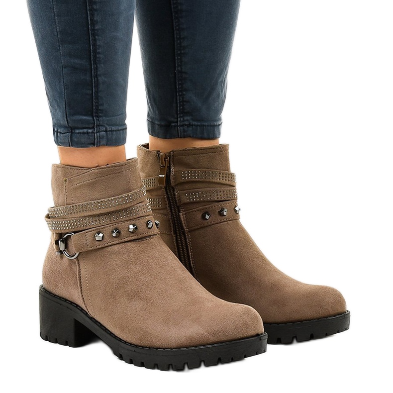 Zelene čizme na visoku petu od antilopa L3058-29 raznobojna zelena