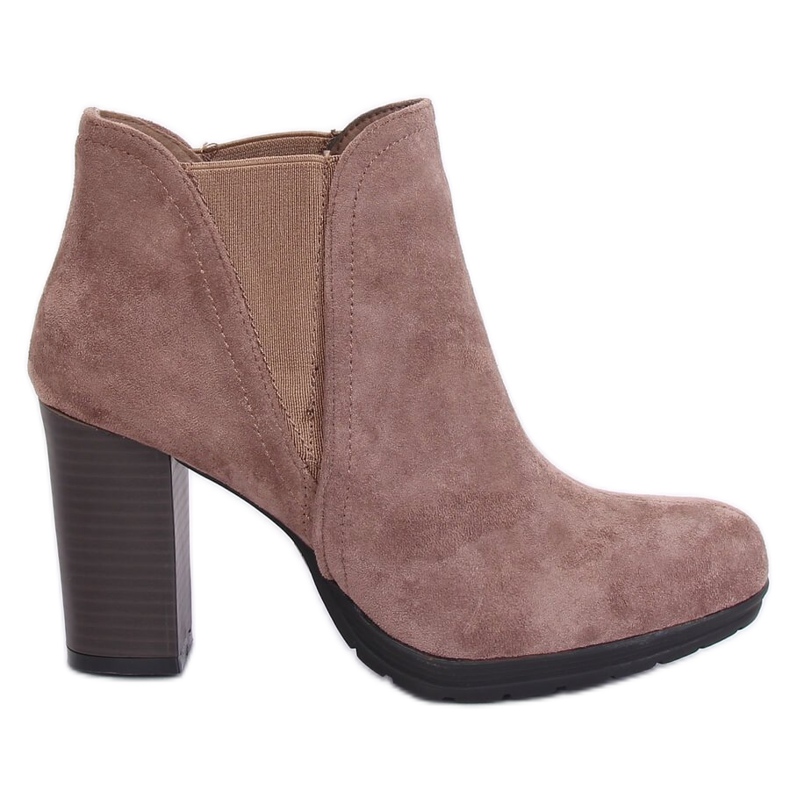 Bež čizme s visokim potpeticama H9261 Kaki