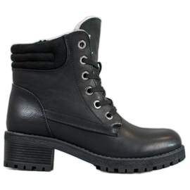 Goodin Čizme na vezanje s ovčjom kožom crna