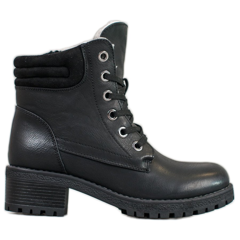 Goodin Čizme na vezanje s ovčjom kožom crno