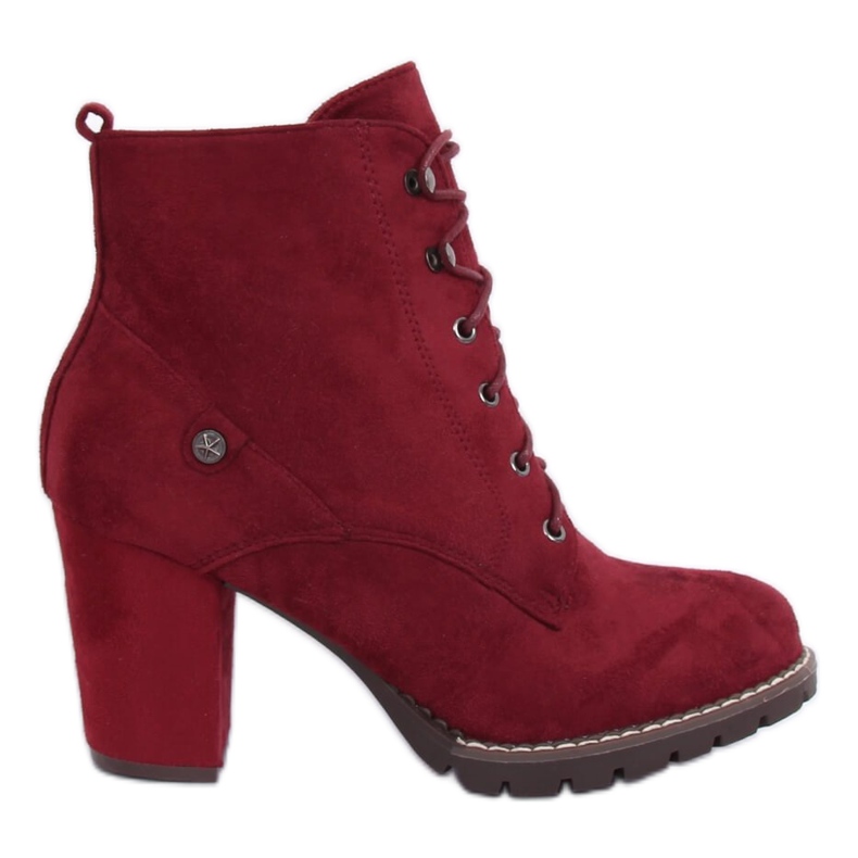 Čizme na čipku s visokim potpeticama 7081 Vino crvena