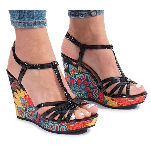 Crne sandale na klin Ibrahim crno