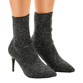 Crne i srebrne gležnjače LL-103P crna siva