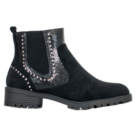 Small Swan Chelsea čizme sa zmijskim printom crna