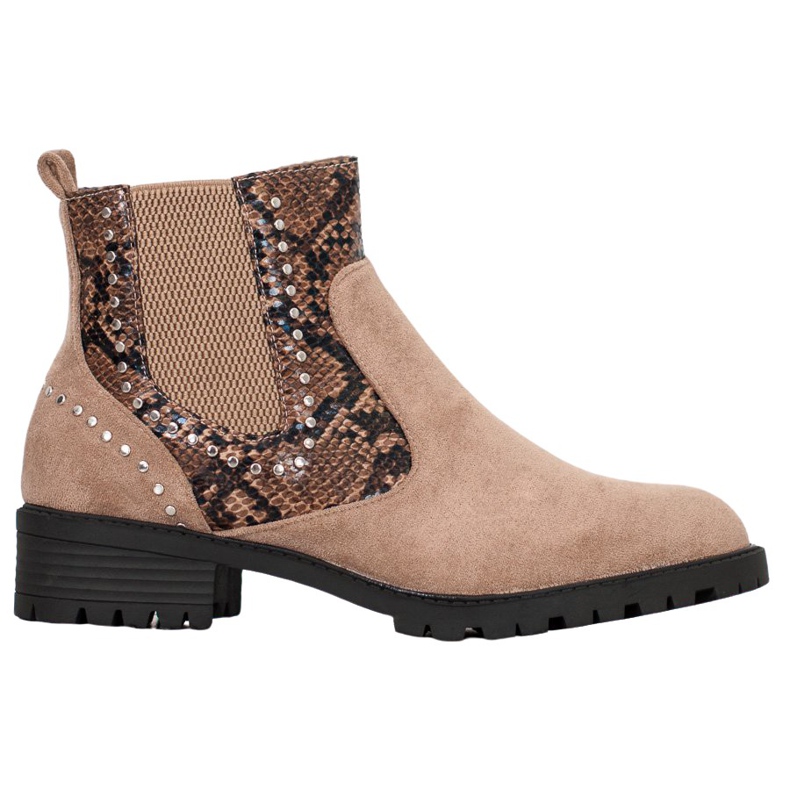 Small Swan Chelsea čizme sa zmijskim printom bež raznobojna
