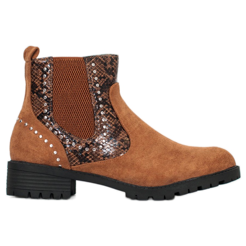Small Swan Chelsea čizme sa zmijskim printom smeđa