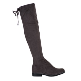 J. Star Čizme do bedra od antilopa s povezom siva