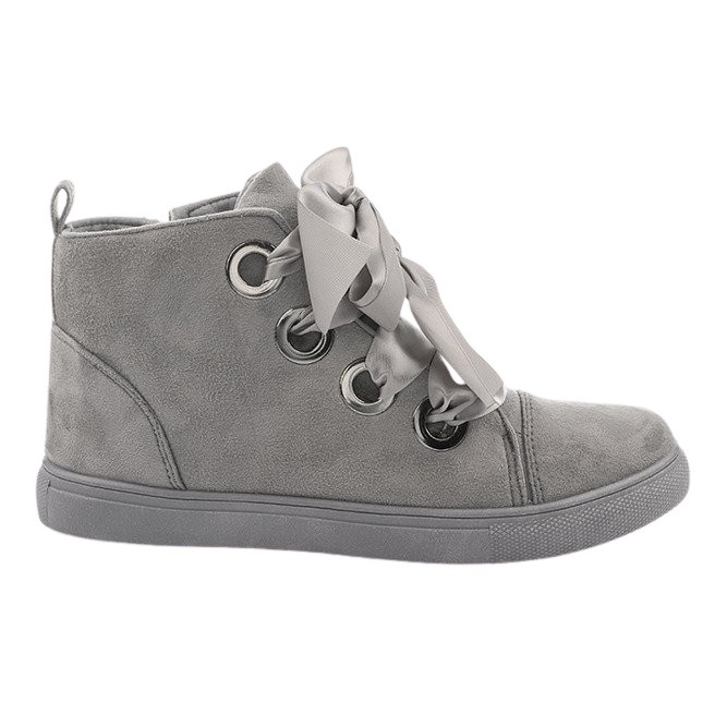 Čizme i mašnice od antilopa TL0147 Siva