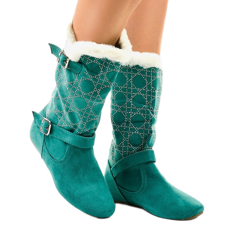 Zelene ravne čizme do sredine tela R100 zelena