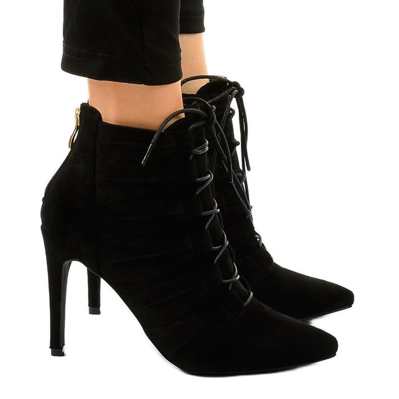 Crne čizme na stile od antilopa JA79 crno