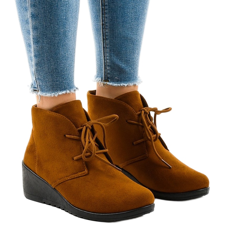 Smeđe antilop čizme na klin E3265 smeđa