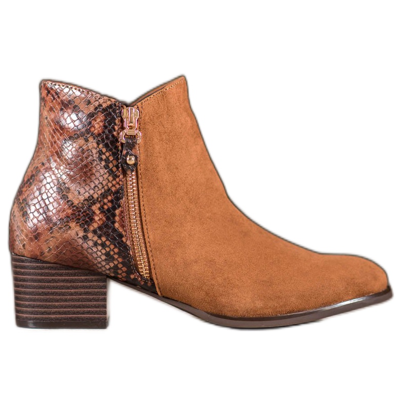 Kylie Čizme Camel Snake Print smeđa