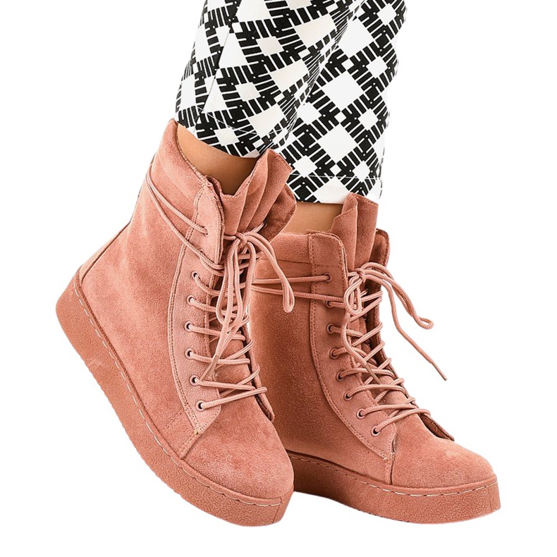 Ravne čizme od ružičaste antilopa 7-3727B ružičasta