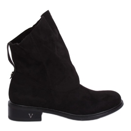 Crne čizme s naboranim gornjim dijelom crne 6672 Crne crna